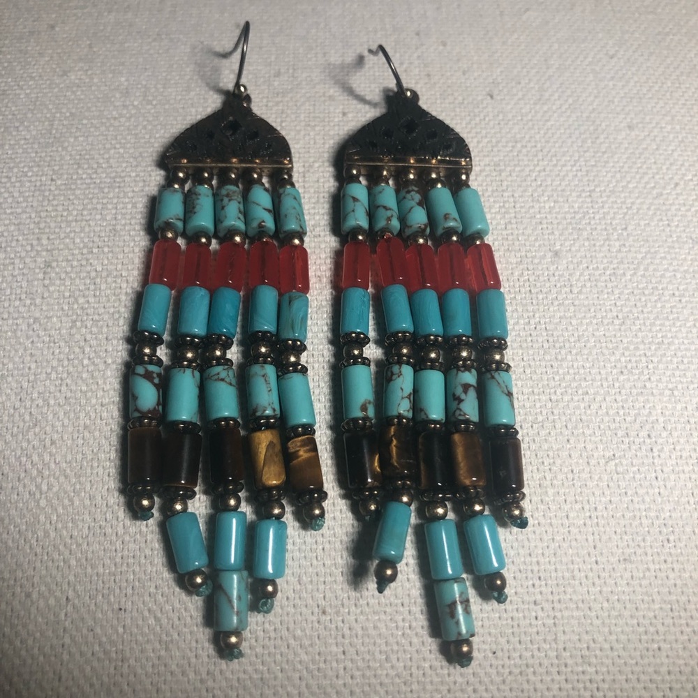 Lucky brand southwest bead fringe earrings